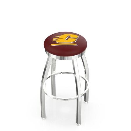 25 Chrome Central Michigan Swivel Bar Stool,Accent Ring